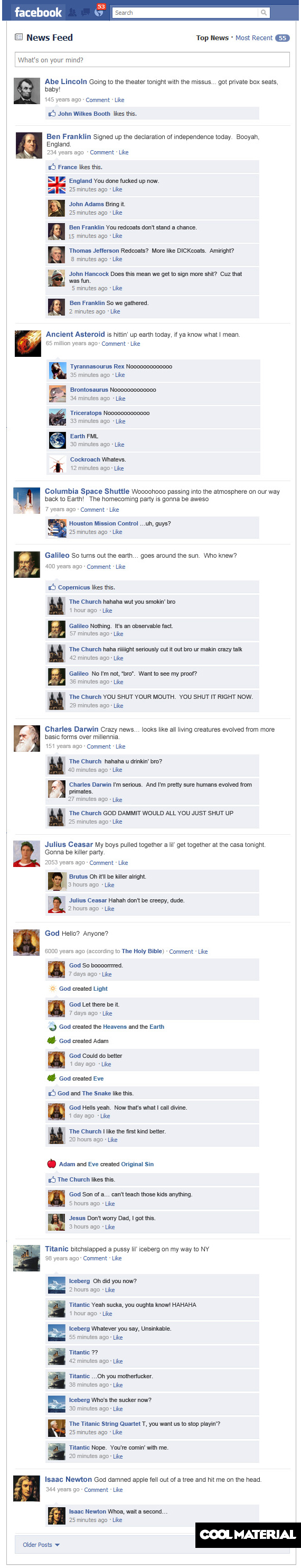 If Historical Events had Facebook Statuses
