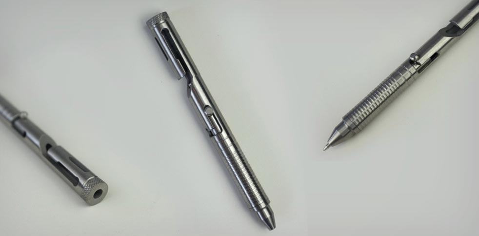 BP750 SMOOTHERPRO Titanium Bolt Action Pen with Glass Breaker 3 in 1 EDC Exchangeable Between Pen to Pencil for Business Office Signature 