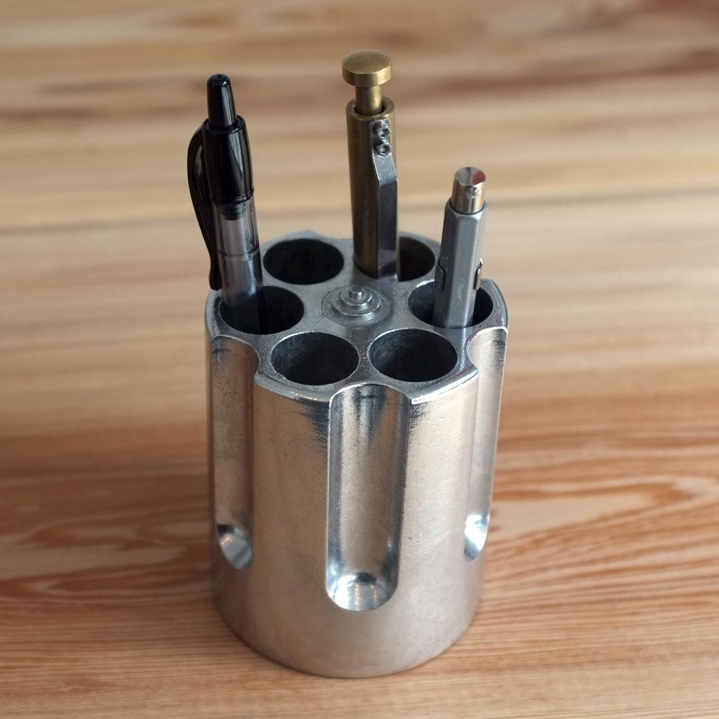 3 x 2-1/3 inch Gun Revolver Cylinder Office Pen and Pencil Holder Paper Weight 