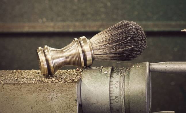 Manually Machined Solid Brass Badger Shaving Brush