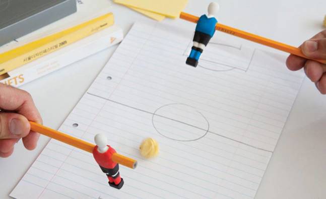 Foosball Erasers Turn Your Desk Into a Playing Surface