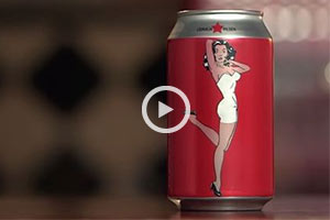 The Pin-Up on Conti Bier Cans Strips When It’s Cold