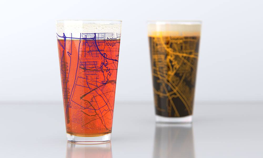 College Town Map Pint Glasses