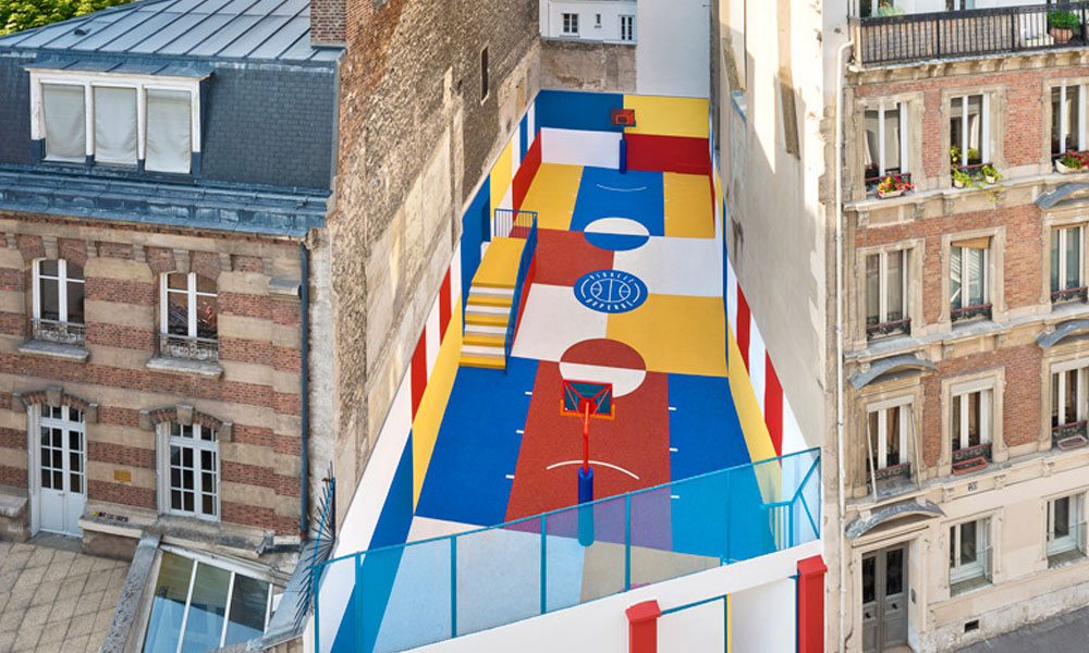 Pigalle’s Colorful Basketball Court Tucked Between Paris Apartments