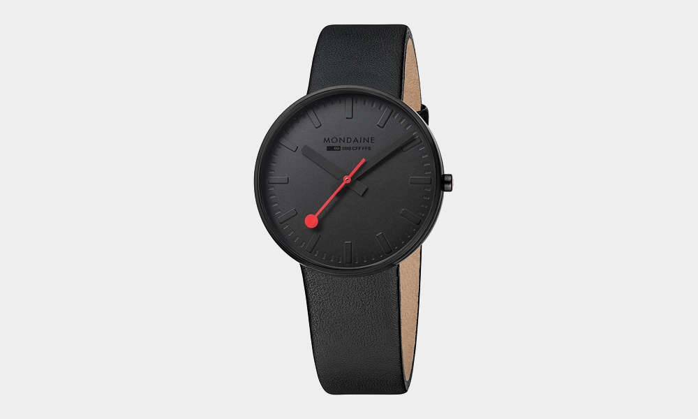 Mondaine’s Giant Blackout Watch Is Based on a Swiss Train Station Clock