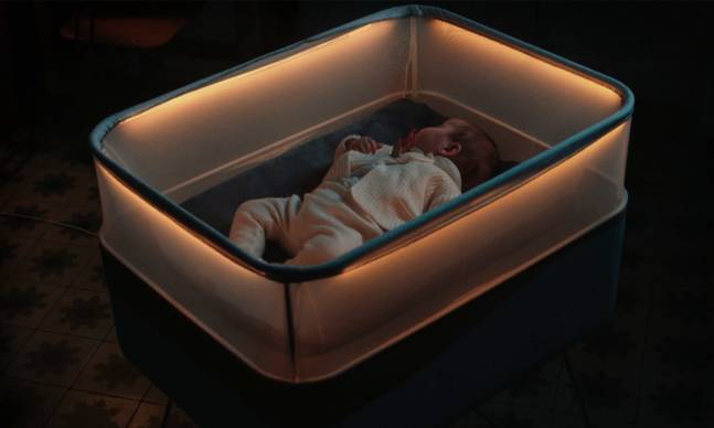 A Crib that Simulates Late Night Car Rides to Help Babies Sleep