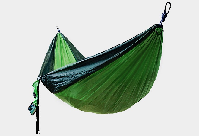 Iron Moose Outfitters Outdoor Double Camping Hammock Gear Set By includes Tear Resistant Rip-Stop Nylon Hammock fits two person 12KN Wiregate Carabiners and Heavy-Duty Tree Straps 