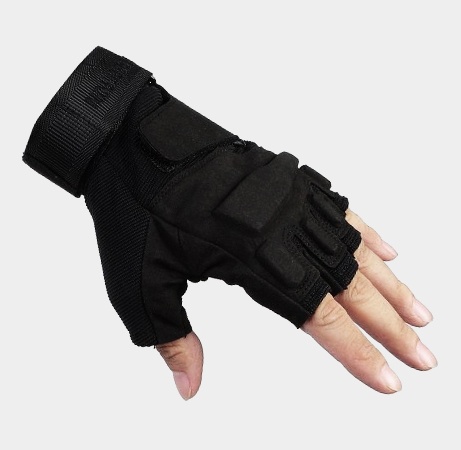 SecPro Superior Service Hard Knuckle Tactical Fingerless Gloves Black Nomex IIIA