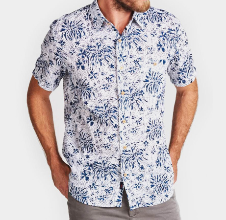 Faherty Short-Sleeve Coast Shirt - Indigo Poppy