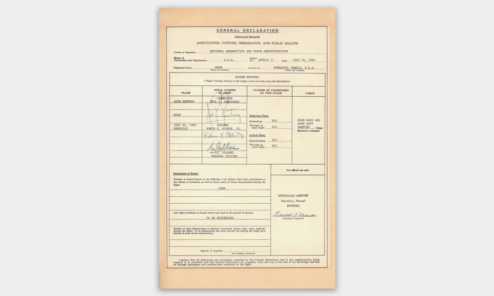 Apollo 11 Customs Forms