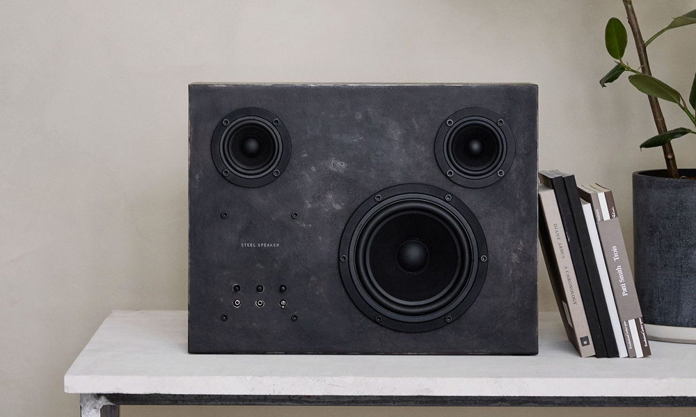 This Handcrafted Steel Speaker Weighs Over 40lbs