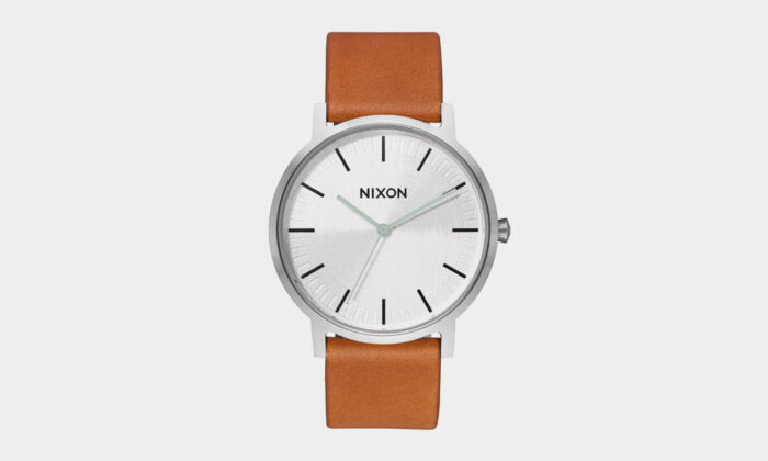 Nixon-Porter-Round-Leather-Strap-Watch