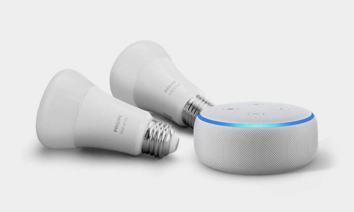 Echo-Dot-3rd-Gen-and-2-Pack-Philips-Hue-White-Smart-Bulbs