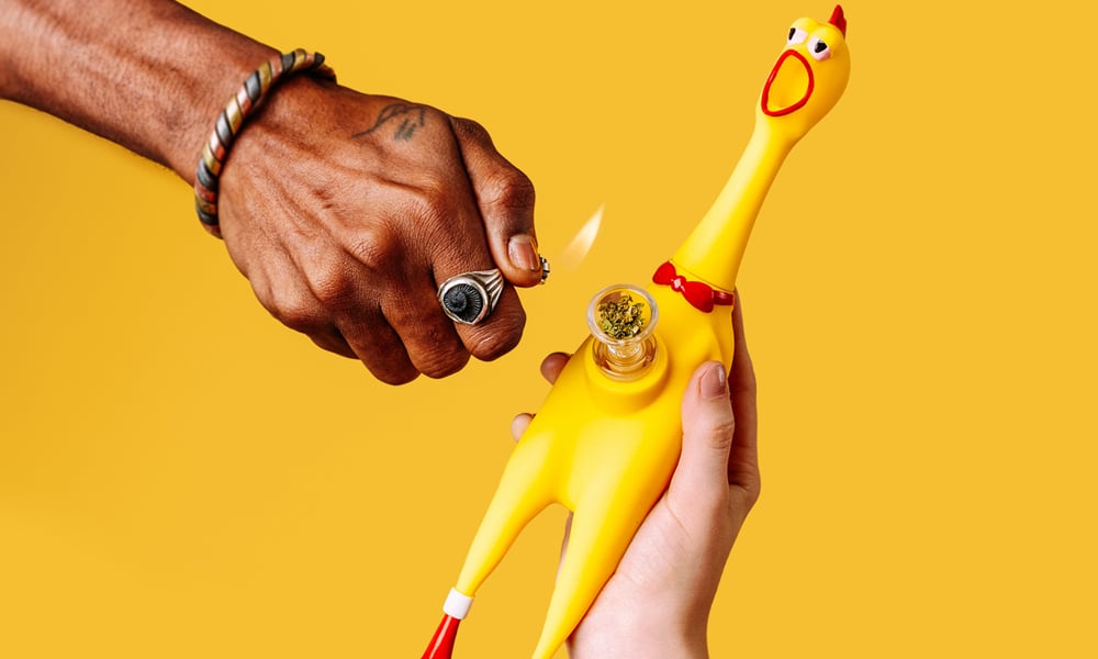 The Puff Rubber Chicken Bong Squeaks When You Smoke It