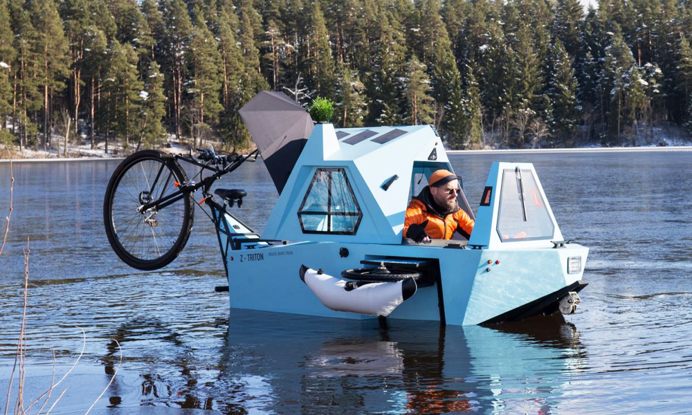 The Z-Triton Combines a Tricycle and Amphibious Tiny House