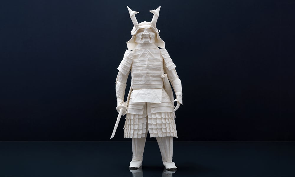 Intricate Samurai Warrior Made from a Single Sheet of Paper