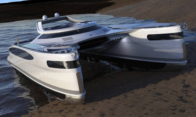 A Superyacht That Crawls Onto the Shore Like a Crab
