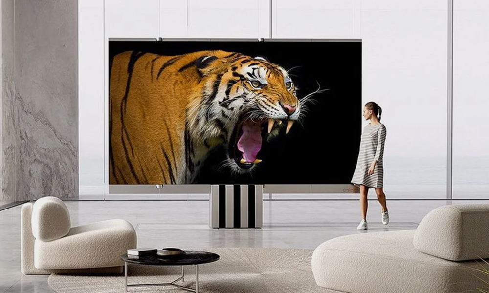 The C SEED M1 4K 165″ MicroLED TV Folds Out of Your Floor