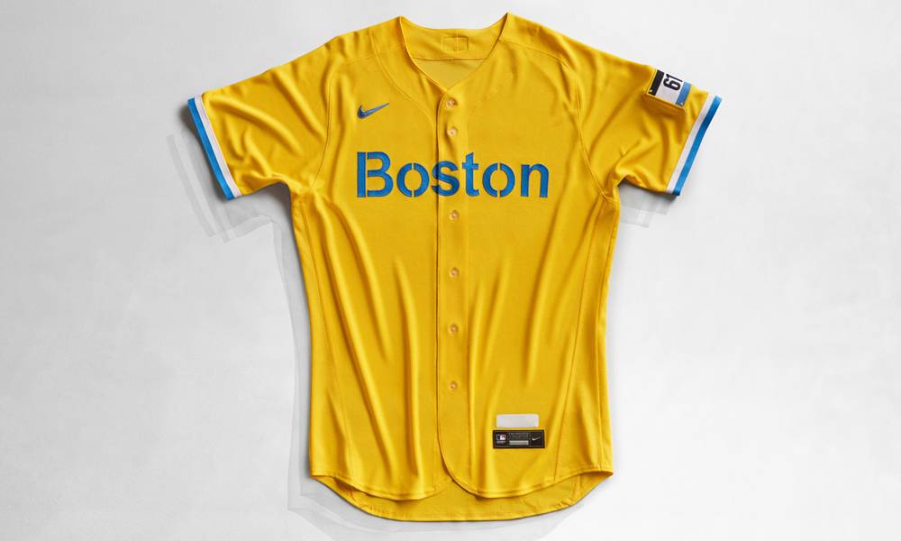 Nike Boston Red Sox City Men's Baseball Jacket Yellow NAC7-11Q9-BQ-1M2