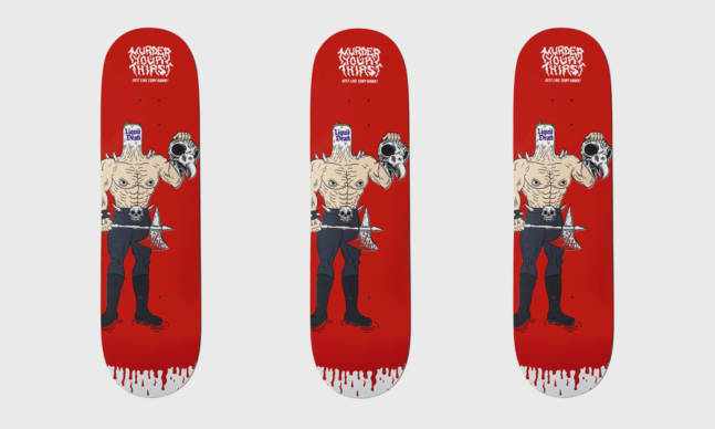 This Liquid Death Skateboard Is Infused With Tony Hawk’s Blood