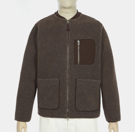 Universal Works Zip Jacket In Brown Rocket Fleece
