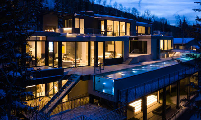 This Expansive $45 Million Vail Mansion with a Glass-Bottom Pool Hangs off the Side of a Mountain