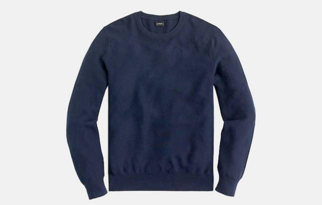 Jcrew Cotton crewneck sweater in garter stitch_
