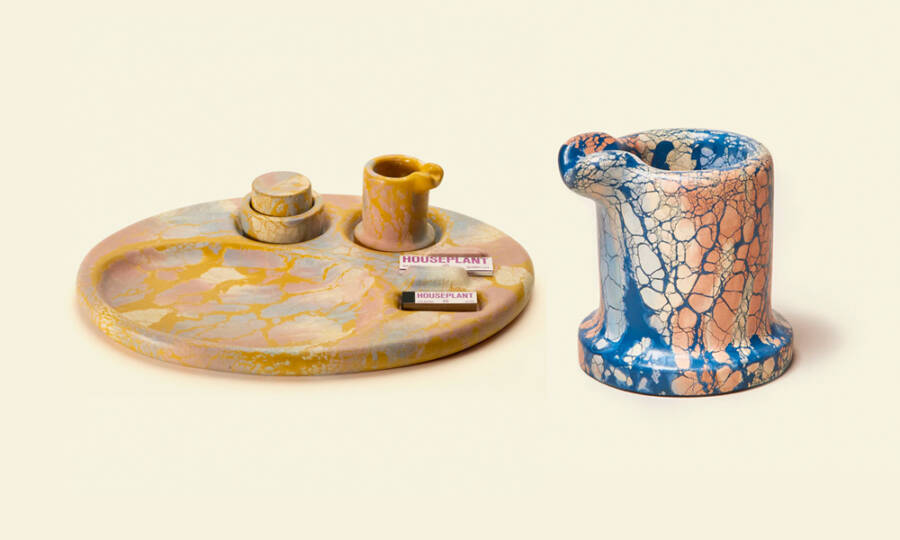 Houseplant AllinOne Rolling Tray and Concrete Ashtray Cool Material