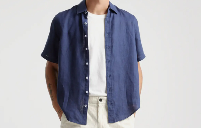 mens short sleeve button up with tie