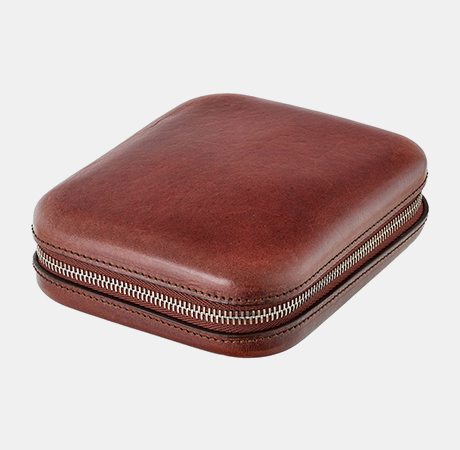 Burgundy Moulded Oak-Tanned Leather Watch Case
