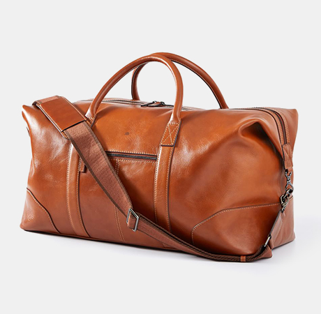 Graham Leather Overnighter Monogrammed Bag