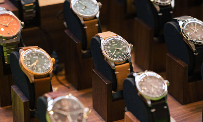 orris watches on display at trade show
