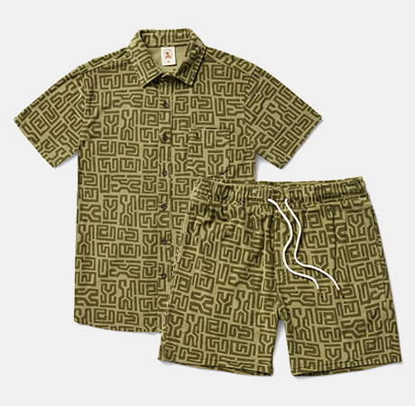 Dandy Del Mar Green Cabana Shirt and Shorts