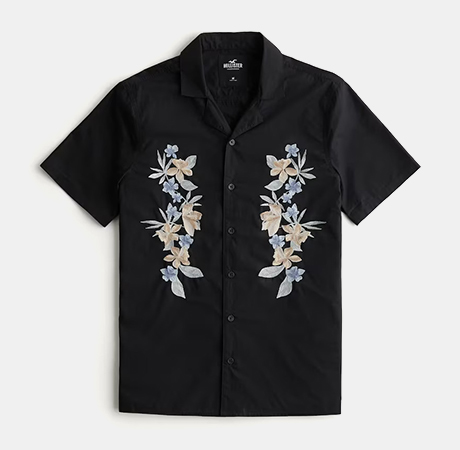 Hollister Embroidered Floral Shirt