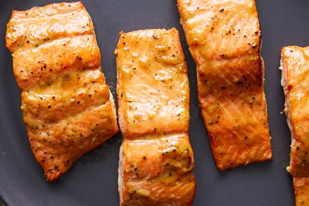 Roasted Salmon Glazed With Brown Sugar and Mustard