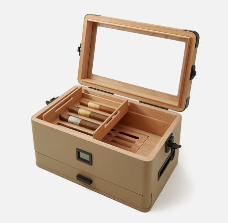 Military Glass Top Cigar Humidor by Case Elegance