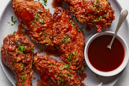 Fried Turkey Wings With Cranberry Glaze