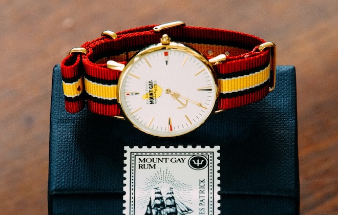 mount gay watch with fabric strap