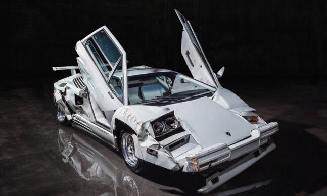 The Crashed Lamborghini Countach from <em>The Wolf of Wall Street</em> Is Up for Auction