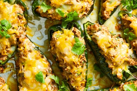 Beef & Rice Stuffed Poblano Peppers