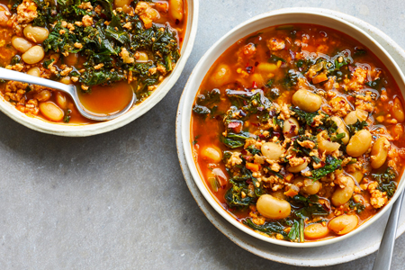 Lemony White Bean Soup With Turkey and Greens