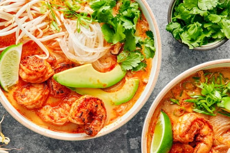 Red Curry Shrimp & Noodle Soup