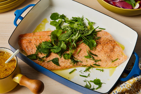 Cold Slow-Roasted Salmon with Mustard Dill Sauce