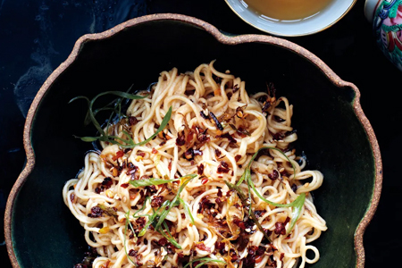 Sesame Noodles with Chili Oil and Scallions