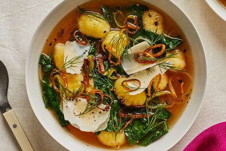 Gnocchi-Leek Soup With Greens