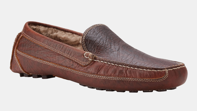 Men's Bison Leather Fleece Lined Driving Moccasins