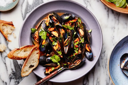 Beer-Steamed Mussels With Chorizo