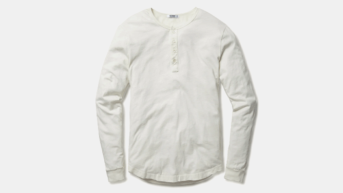 Natural Pima Curved Hem Henley