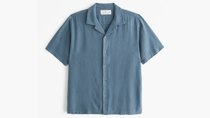 Abercrombie and Fitch Camp Collar Linen Blend Shirt