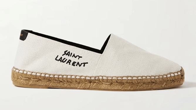 Saint Laurent Logo-Embroidered Canvas Espadrilles